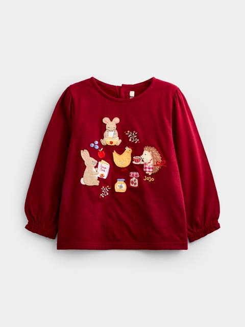 Kids' Long Sleeve Applique Button Back Top (baby)