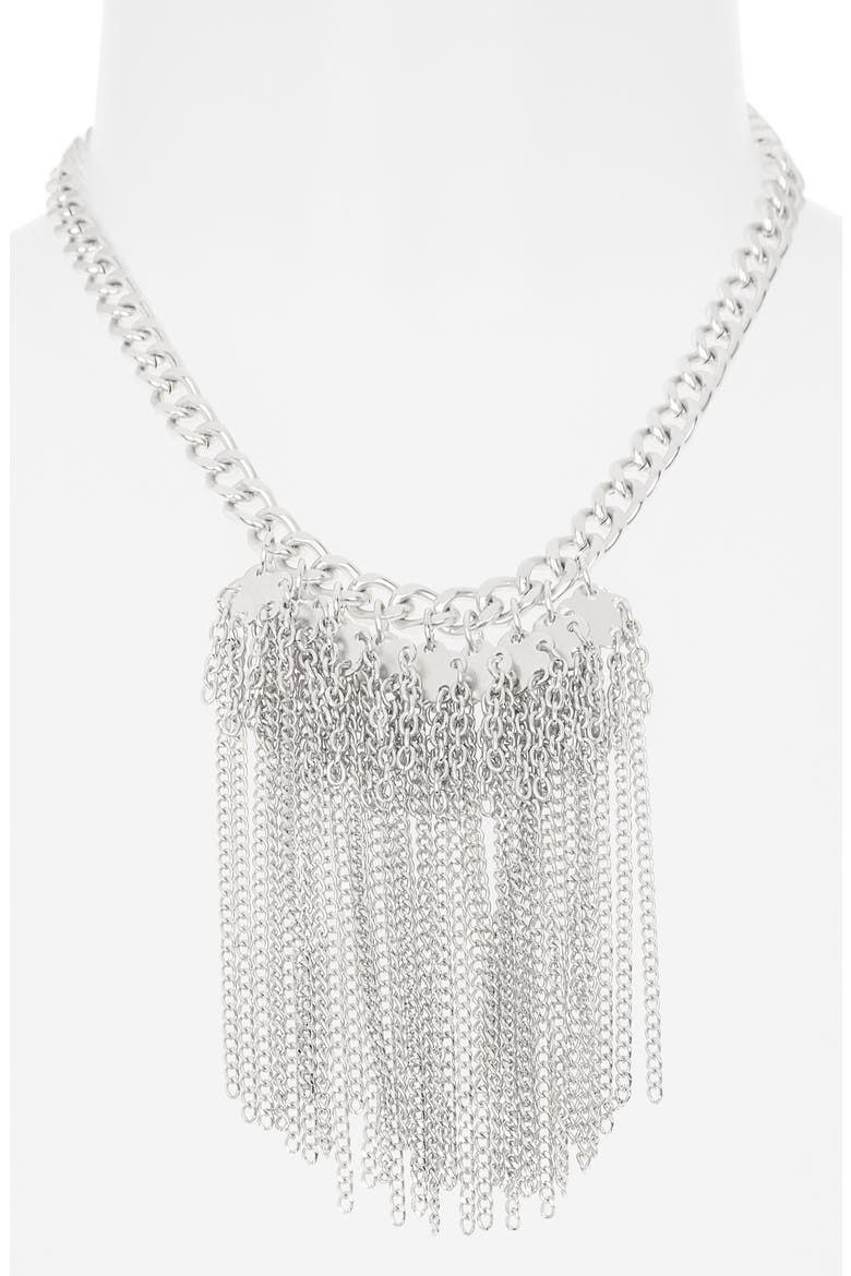 Clover Chain Collar Necklace, Alternate, color, SILVER