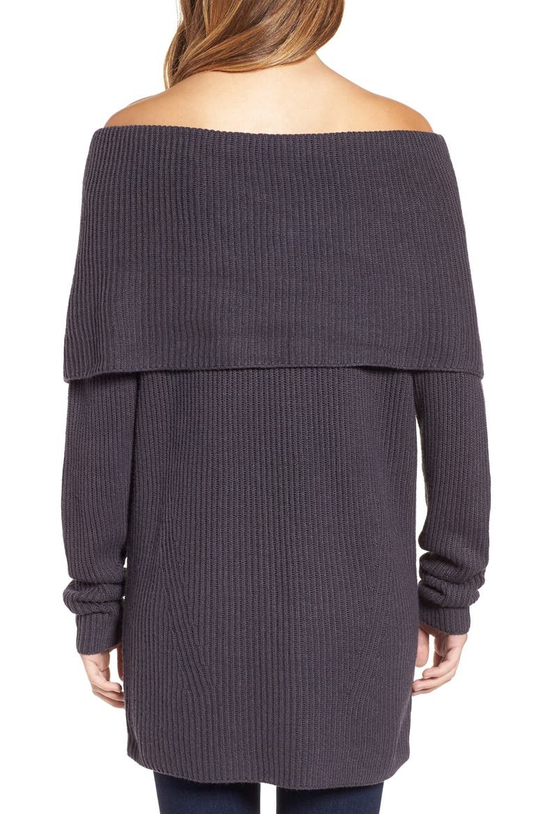 Off the Shoulder Knit Sweater, Alternate, color, GREY METEOR