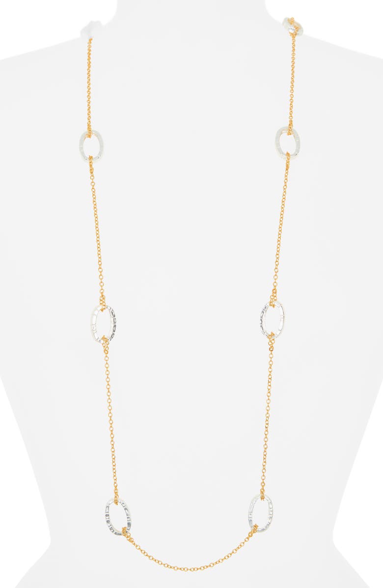 Karine Sultan Brick Station Chain Necklace, Alternate, color, Mixed Metals