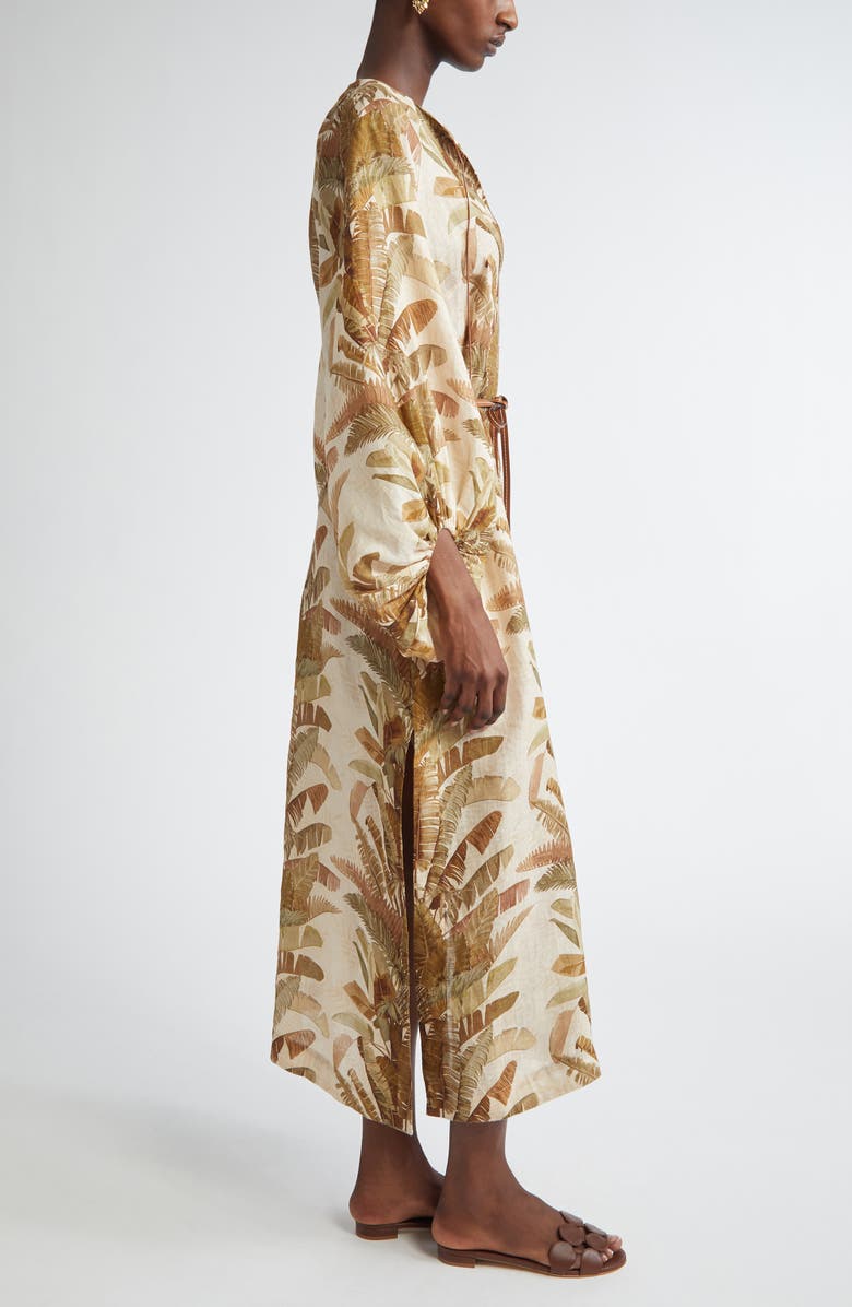 Zimmermann Ascension Tropical Print Long Sleeve Linen, Alternate, color, Green Palm