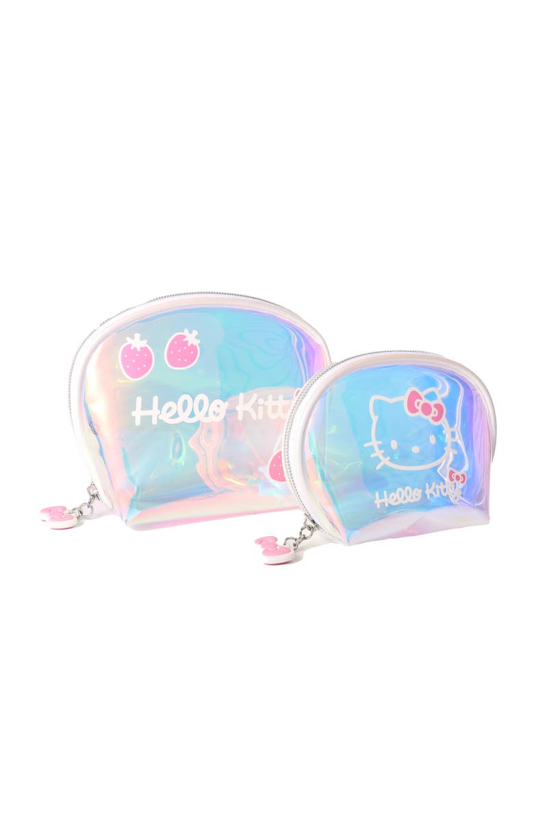 Hello Kitty Clear Iridescent Large and Small Dome Cosmetic Travel Bag Set, Main, color, Multicolor
