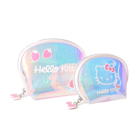 Clear Iridescent Large and Small Dome Cosmetic Travel Bag Set