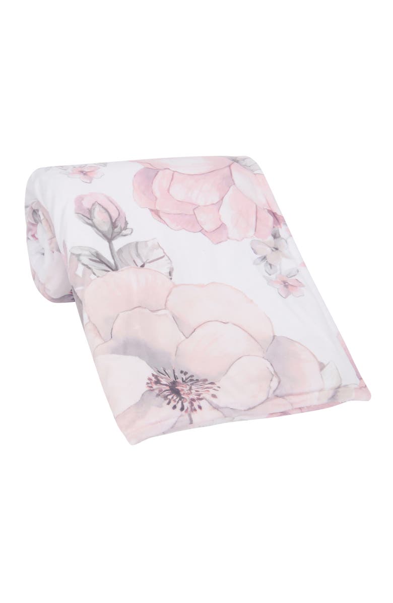 Lambs & Ivy Botanical Baby Watercolor Floral Fleece Baby Blanket, Alternate, color, Pink