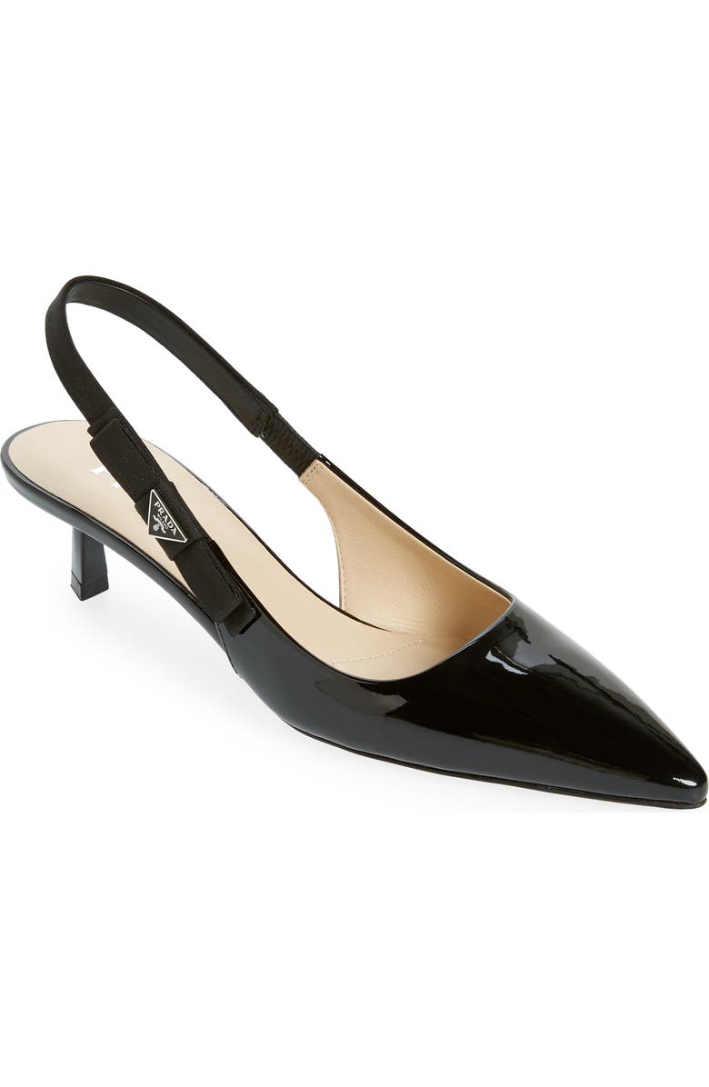 Prada Logo Patent Slingback Pump, Main, color,