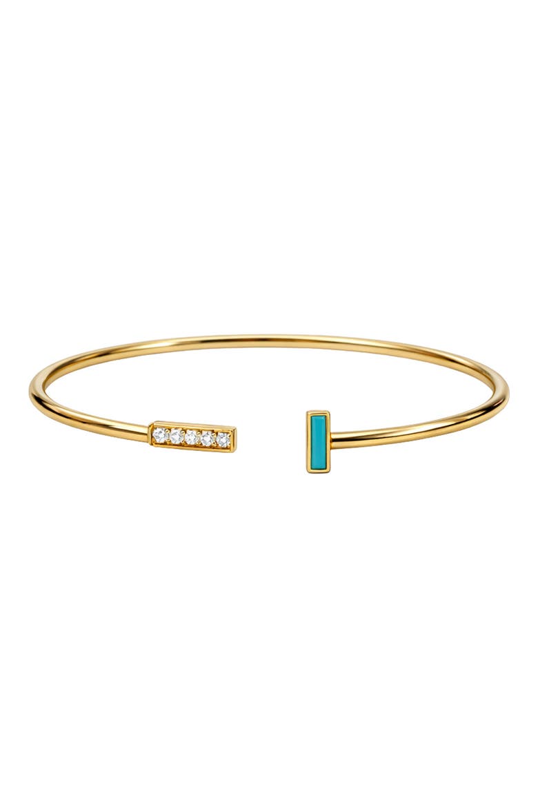 Faux Turquoise Open Cuff Bracelet, Main, color, GOLD