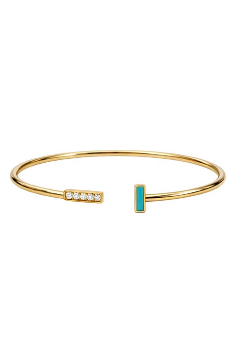 Faux Turquoise Open Cuff Bracelet