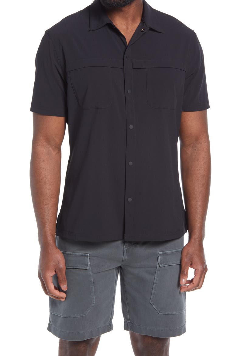 Ripstop Snap Front Shirt, Main, color, BLACK