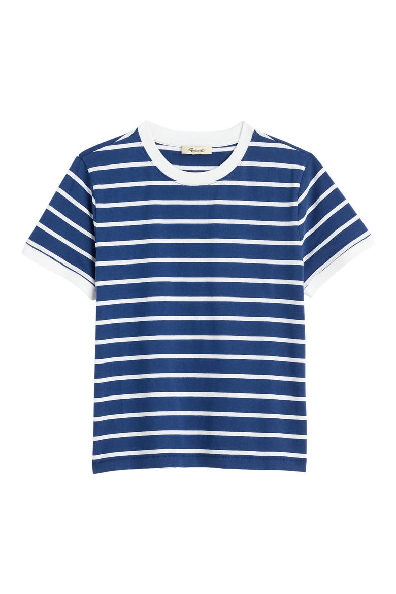 Allday Stripe Crewneck Baby Tee, Alternate, color, COOL NAVY