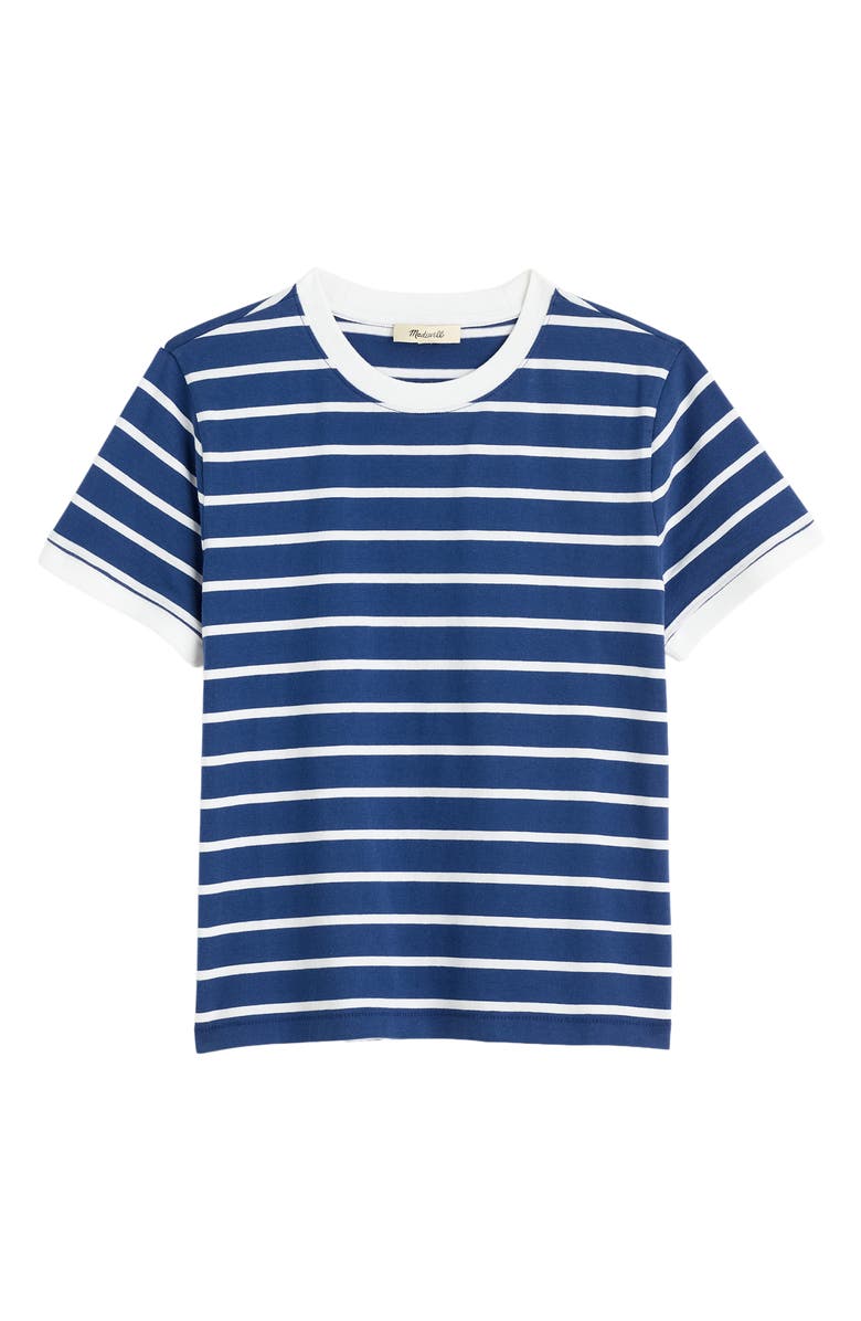 Madewell Allday Stripe Crewneck Baby Tee, Alternate, color, Cool Navy