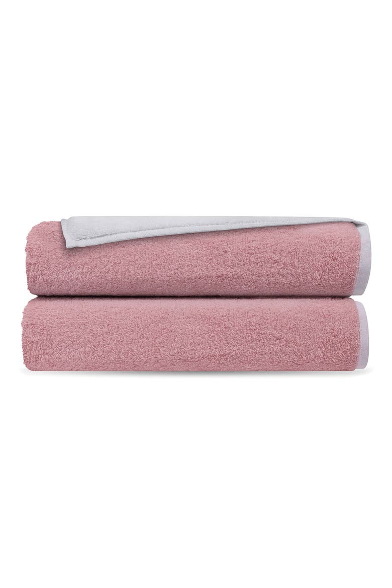Double Face 2-Piece Turkish Cotton Bath Towels, Main, color, WHITE/ BLUSH