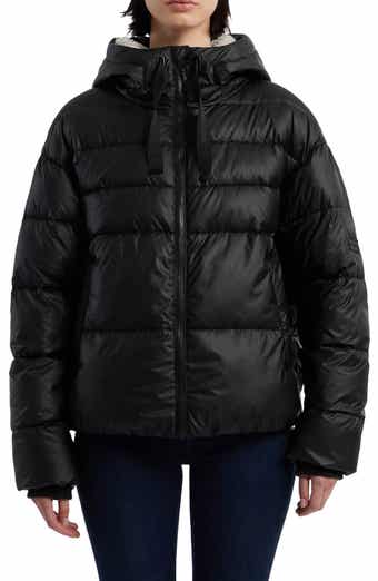 Hunter Admiral Water Repellent Faux Shearling Lined Hooded Crop Puffer Jacket