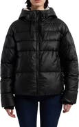 Hunter Admiral Water Repellent Faux Shearling Lined Hooded Crop Puffer Jacket