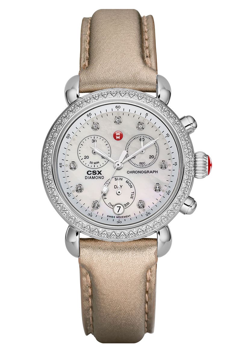 'CSX-36 Diamond' Diamond Dial Two Tone Watch Case, 36mm, Alternate, color, SILVER