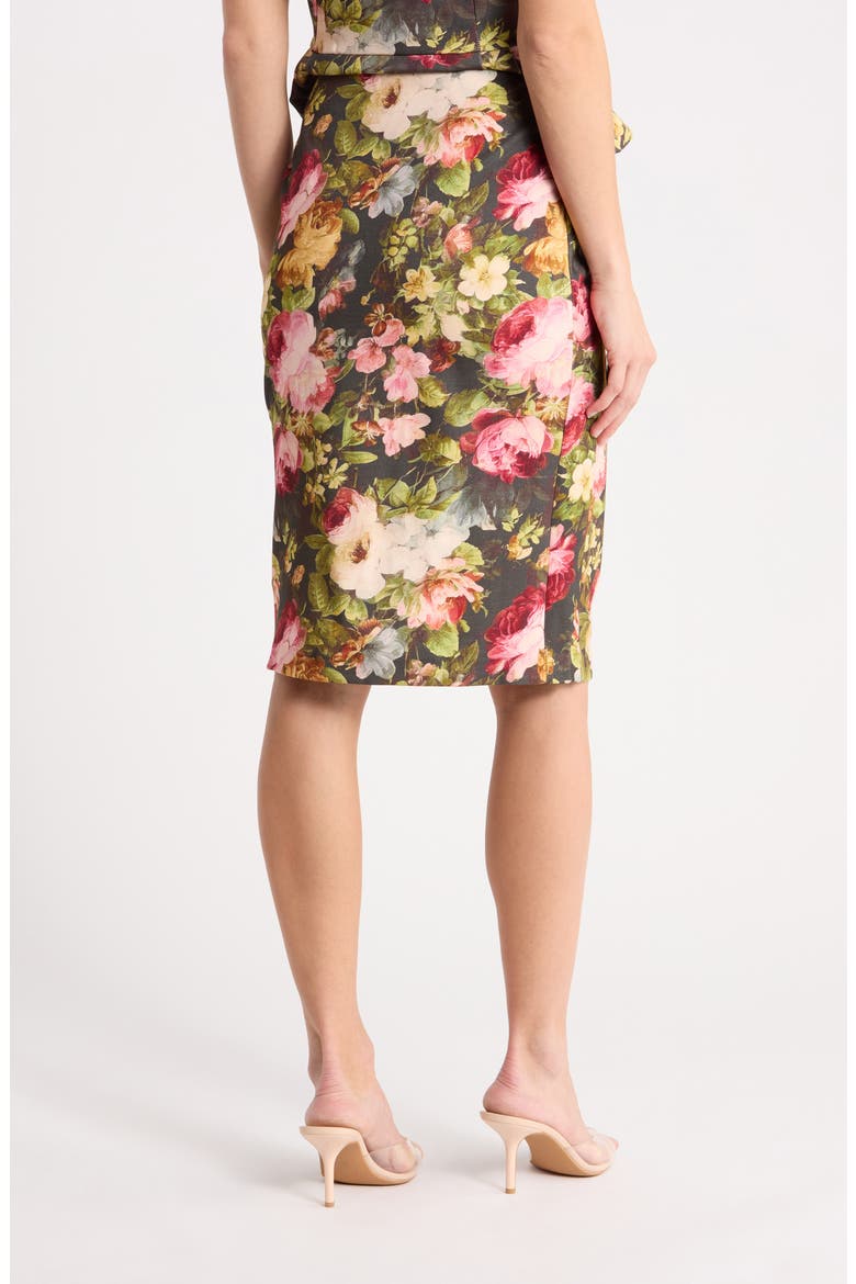 Leopard Print Ponte Knit Pencil Skirt, Alternate, color, FALL FLORAL PRINT