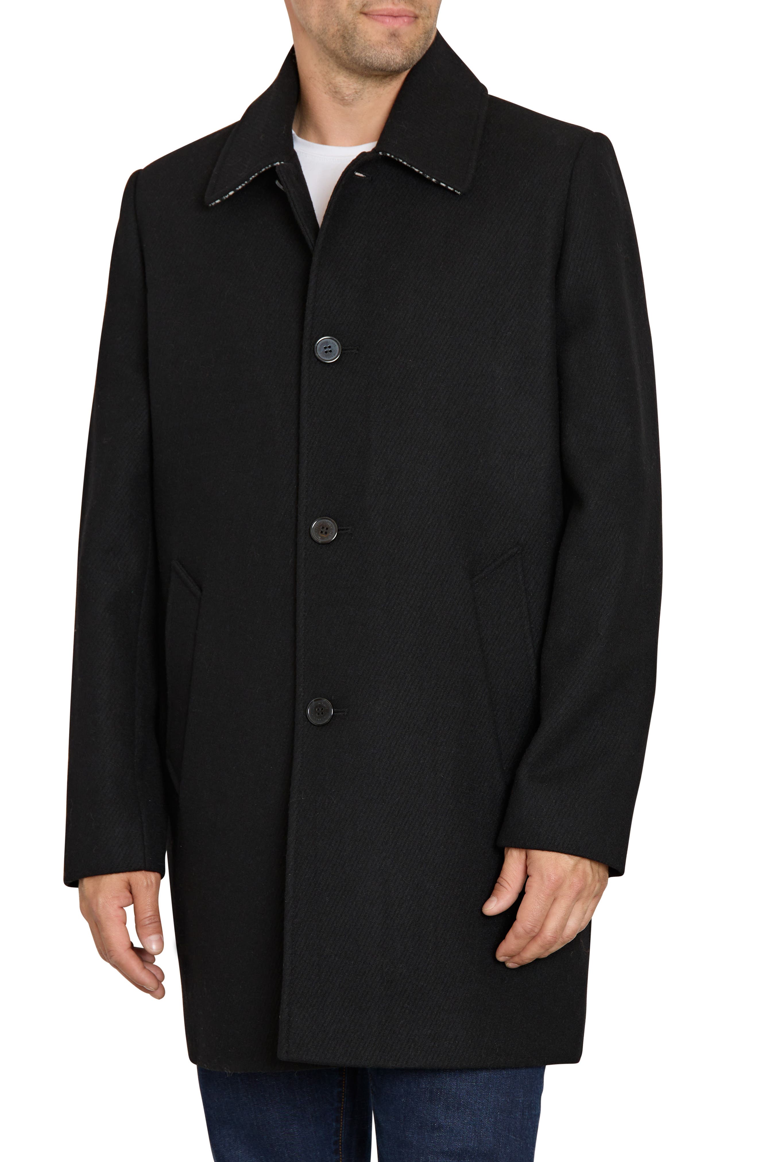 Single Breasted Wool Blend Coat
