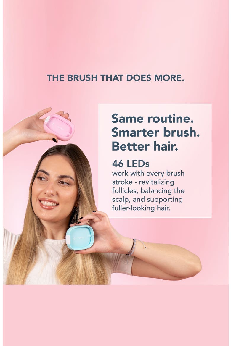 Flip LED Detangling Hairbrush, Alternate, color, PEARL PINK