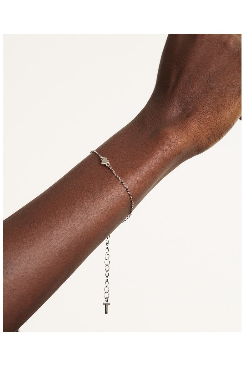 Harsaa Tiny Heart Bracelet, Alternate, color, SILVER TONE
