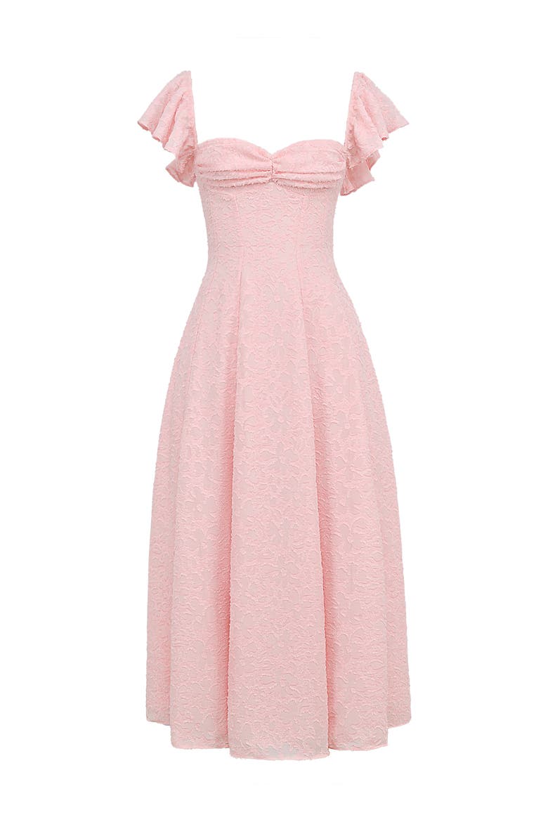 Emma Flutter Sleeve Jacquard Cocktail Dress, Alternate, color, CRYSTAL ROSE
