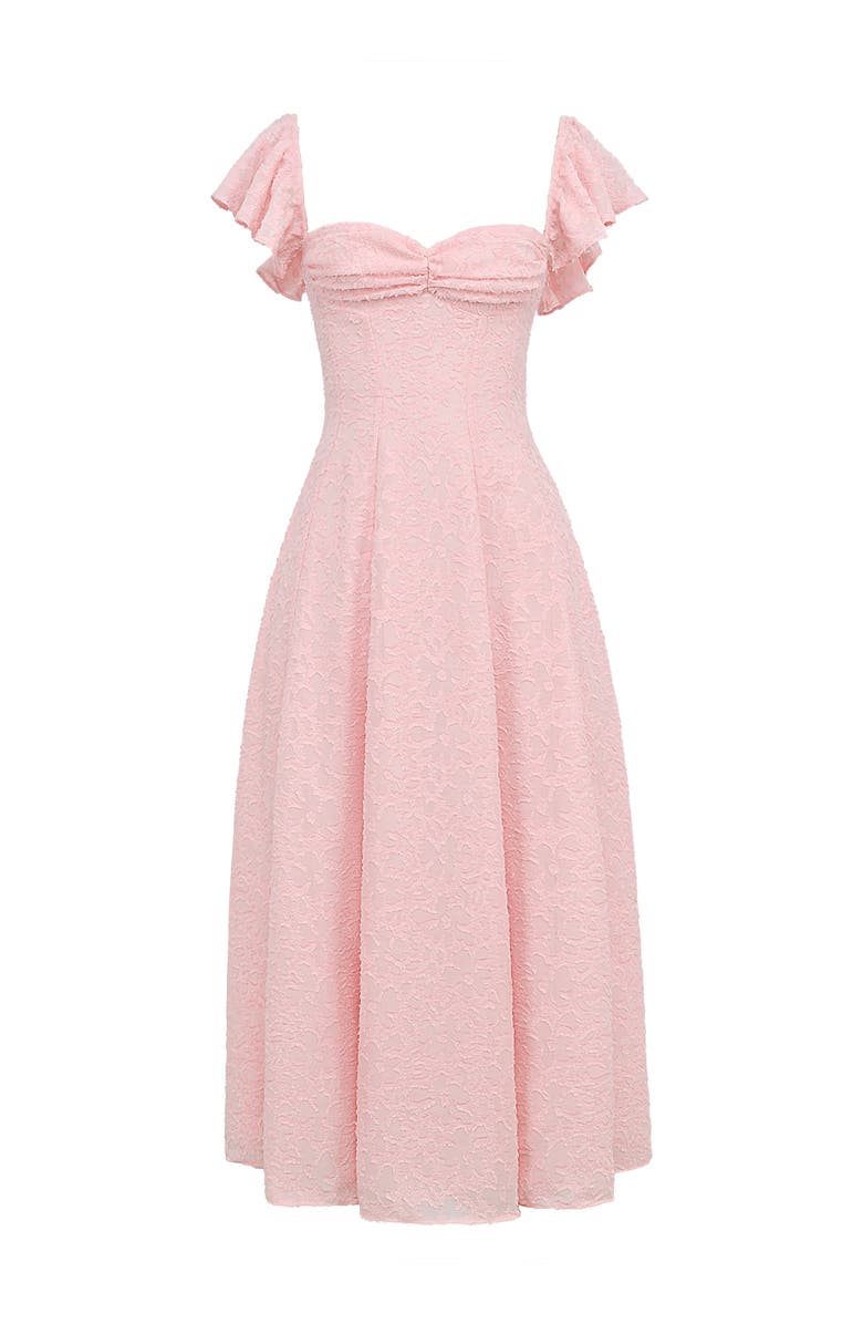 HOUSE OF CB Emma Flutter Sleeve Jacquard Cocktail Dress, Alternate, color, Crystal Rose