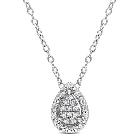 Diamond Teardrop Halo Pendant Necklace