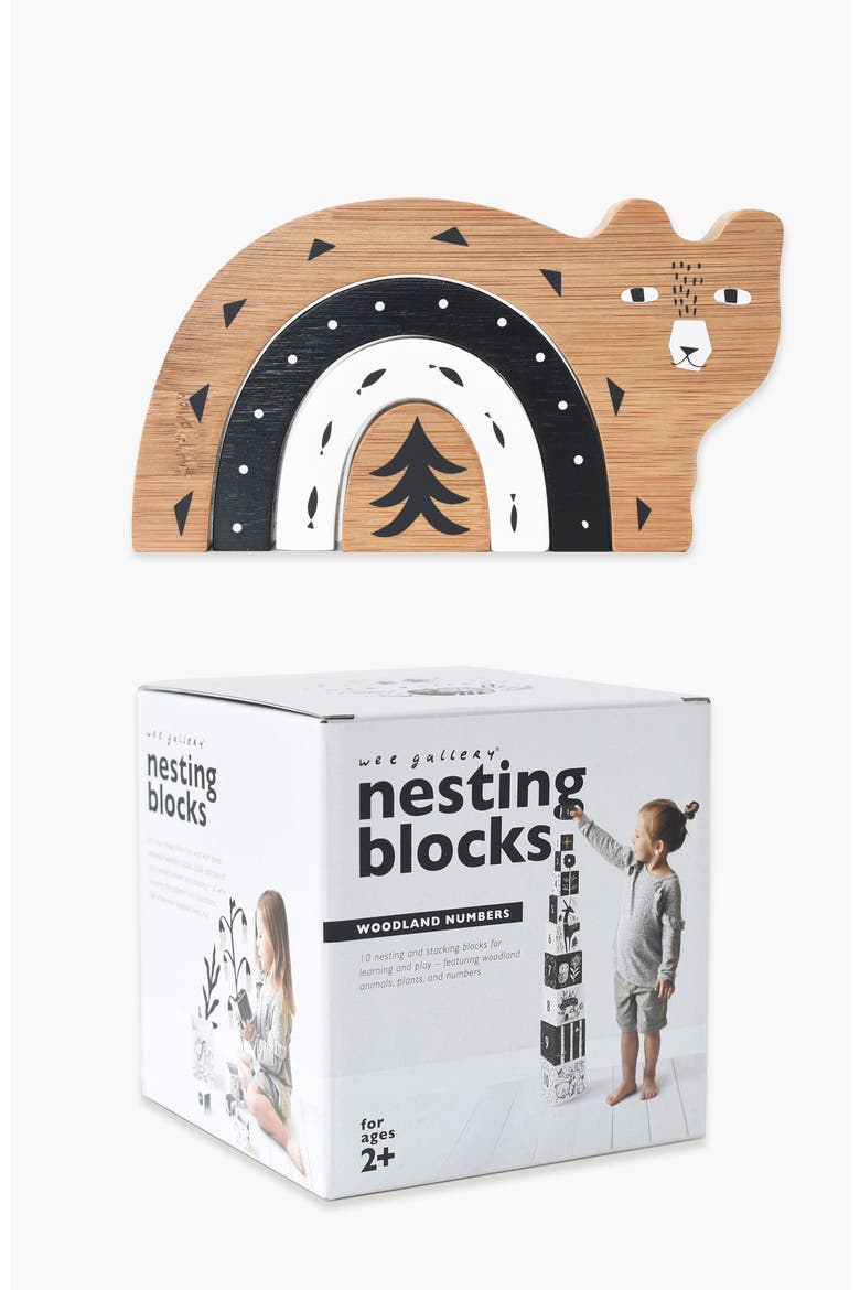 Woodland Nesting Blocks and Wooden Nesting Bear Bundle, Main, color, Woodland