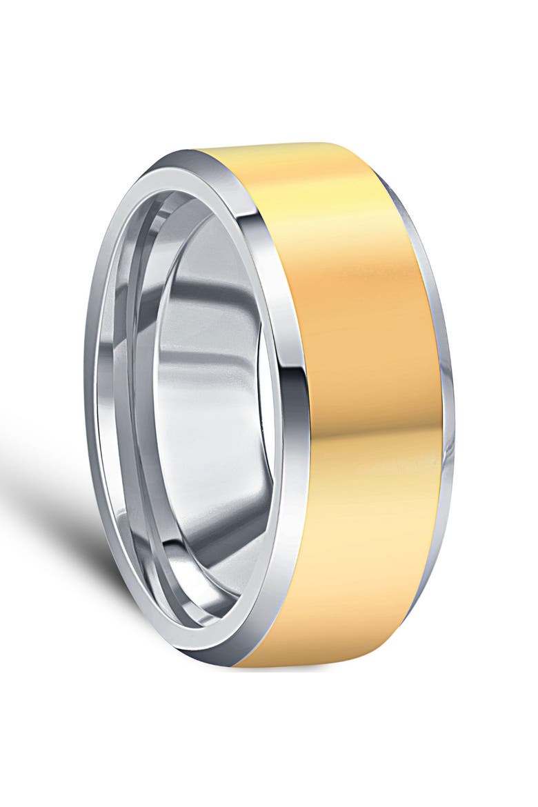 Men's Polished Tungsten & Gold Plated Two Tone 8mm Ring Wedding Band, Alternate, color, Tungsten