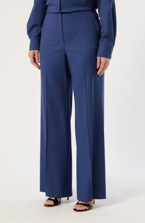 Nancella Wide Leg Virgin Wool Trousers