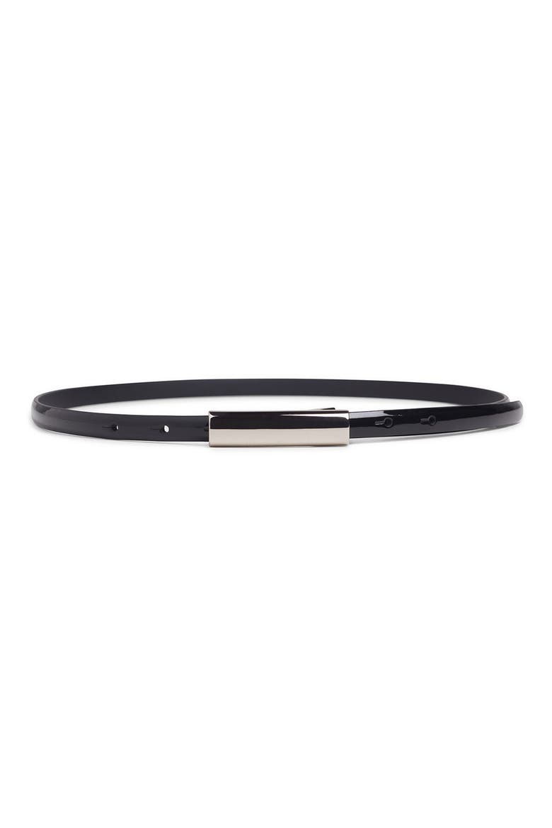 The Lady Patent Leather Belt, Main, color, BLACK/ POLISHED NICKEL