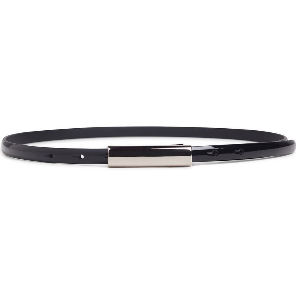 Favorite Daughter The Lady Patent Leather Belt in Black/polished Nickel at Nordstrom, Size Medium