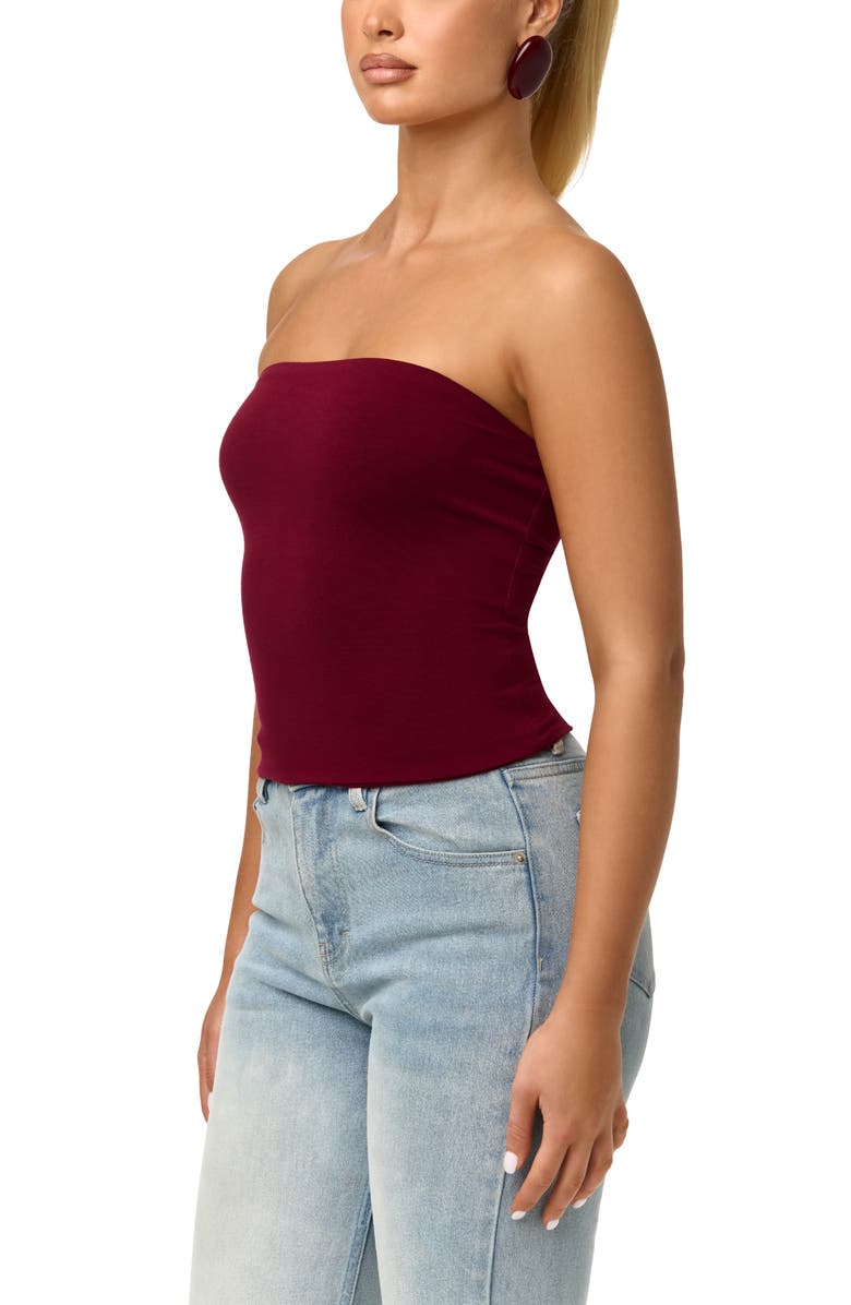 Naked Wardrobe Smooth Crop Tube Top, Alternate, color, Sangria