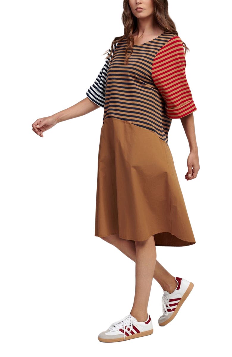 Alembika Mixed media A-line midi dress, Alternate, color, 