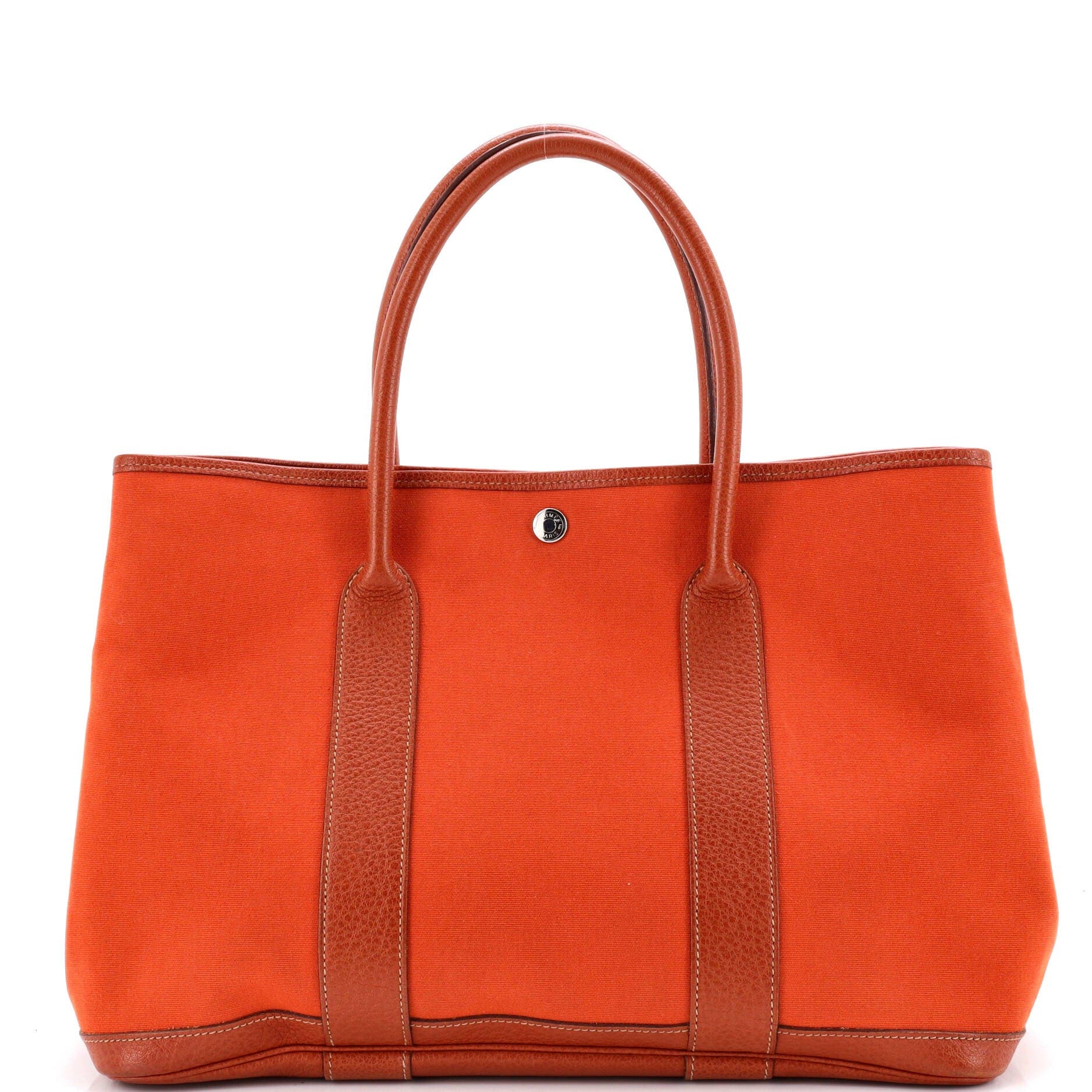 Pre-Owned Hermes Garden Party Tote Toile and Leather 36, Main, color, Potiron