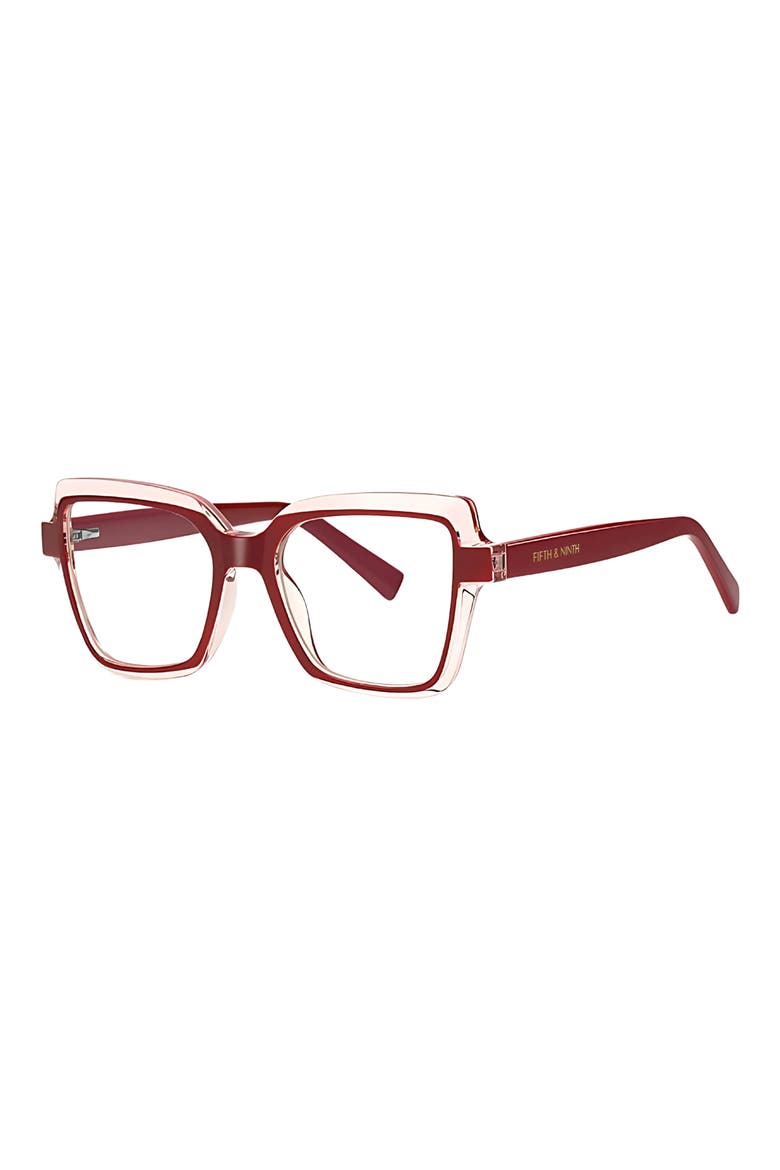 Kitt 50mm Square Blue Light Blocking Glasses, Alternate, color, CRANBERRY / CLEAR