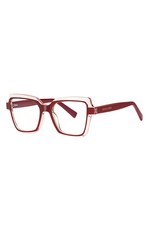 Fifth & Ninth Kitt 50mm Square Blue Light Blocking Glasses In Burgundy