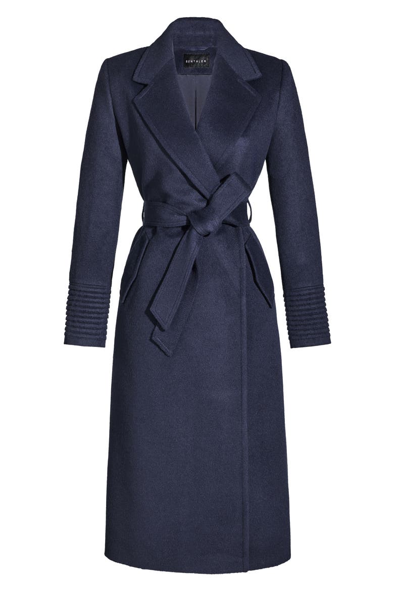 Alpaca & Wool Wrap Coat, Alternate, color, BLUE