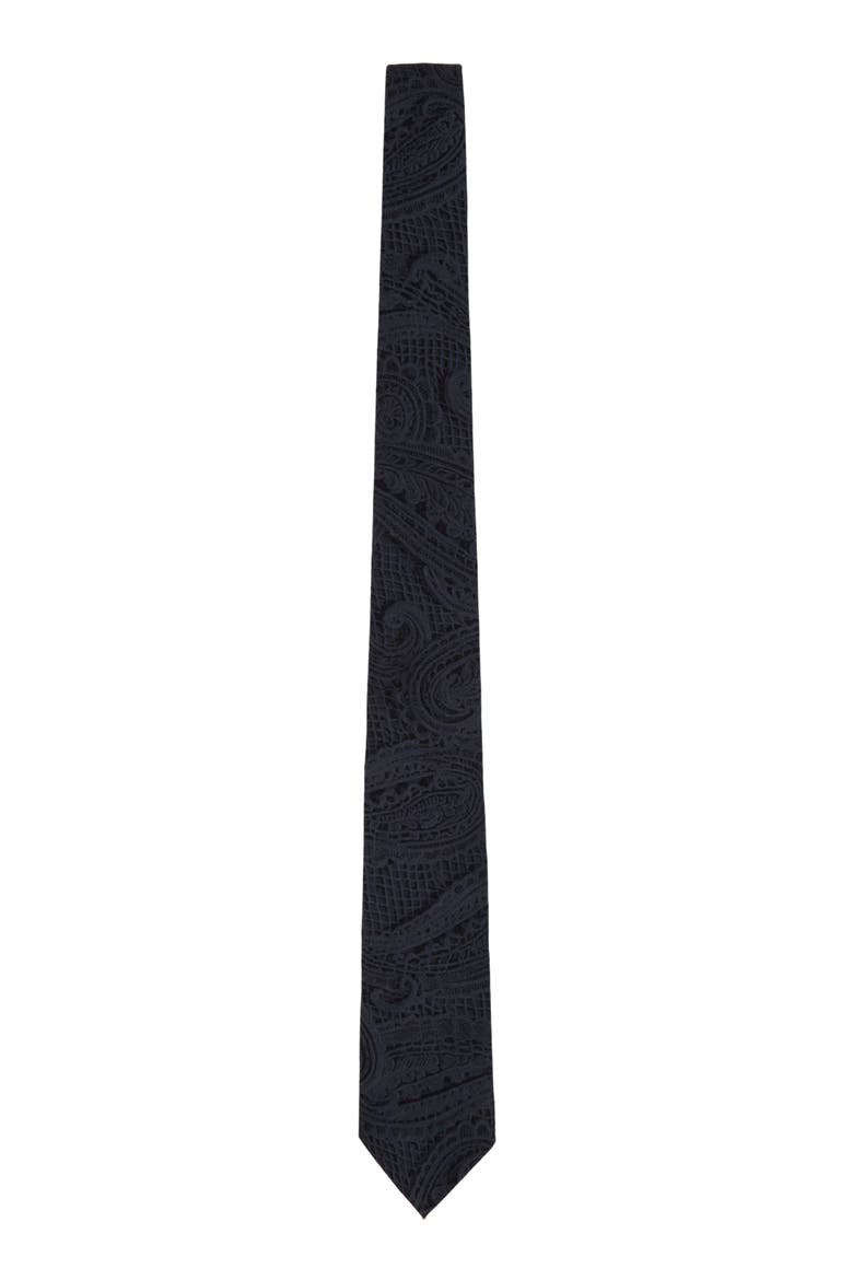 Crochet Paisley Printed Tie, Main, color, CROCHET PAISLEY CAVIAR