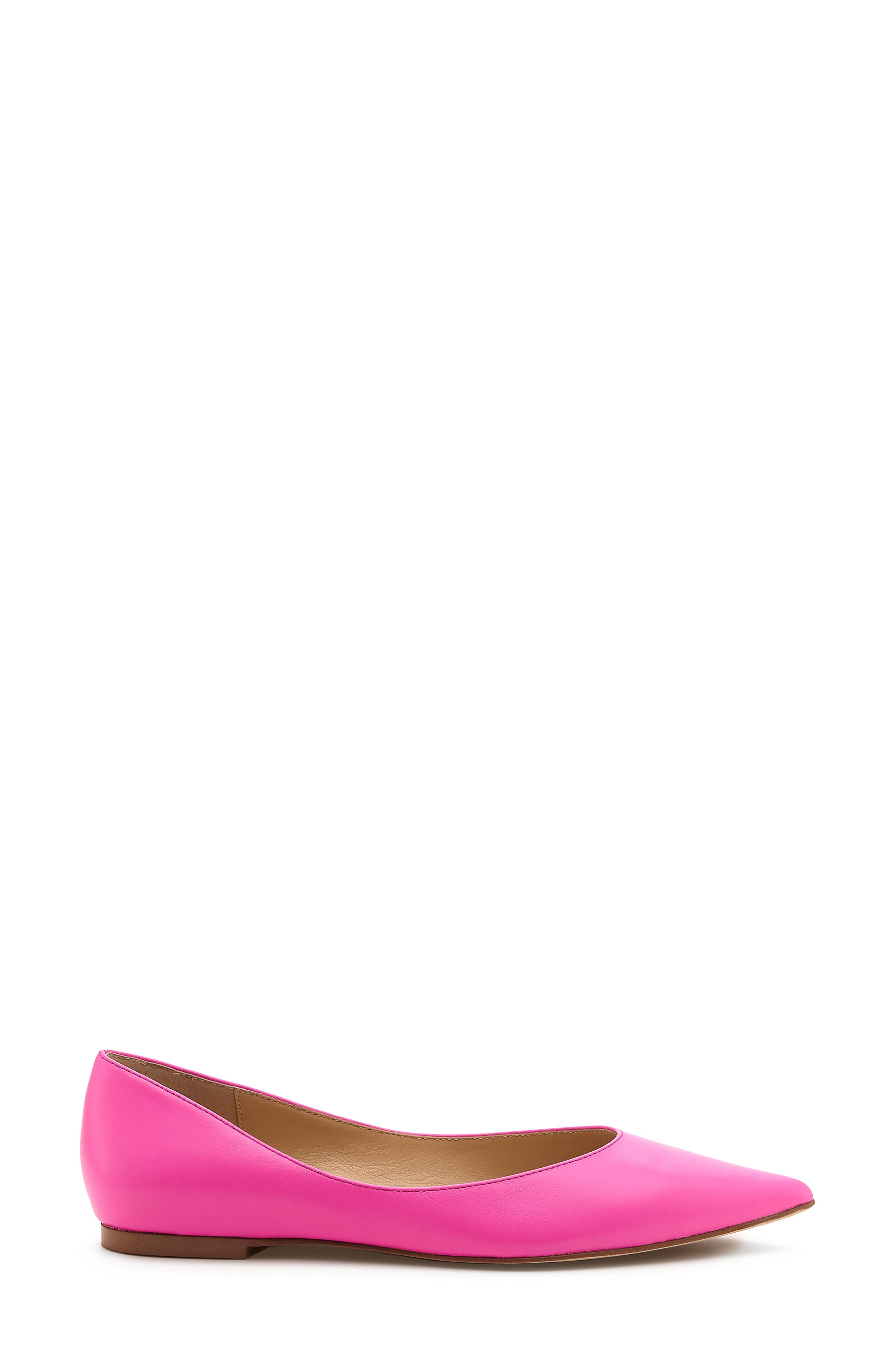 Annika Pointed Toe Flat, Alternate, color, NEON PINK LEATHER