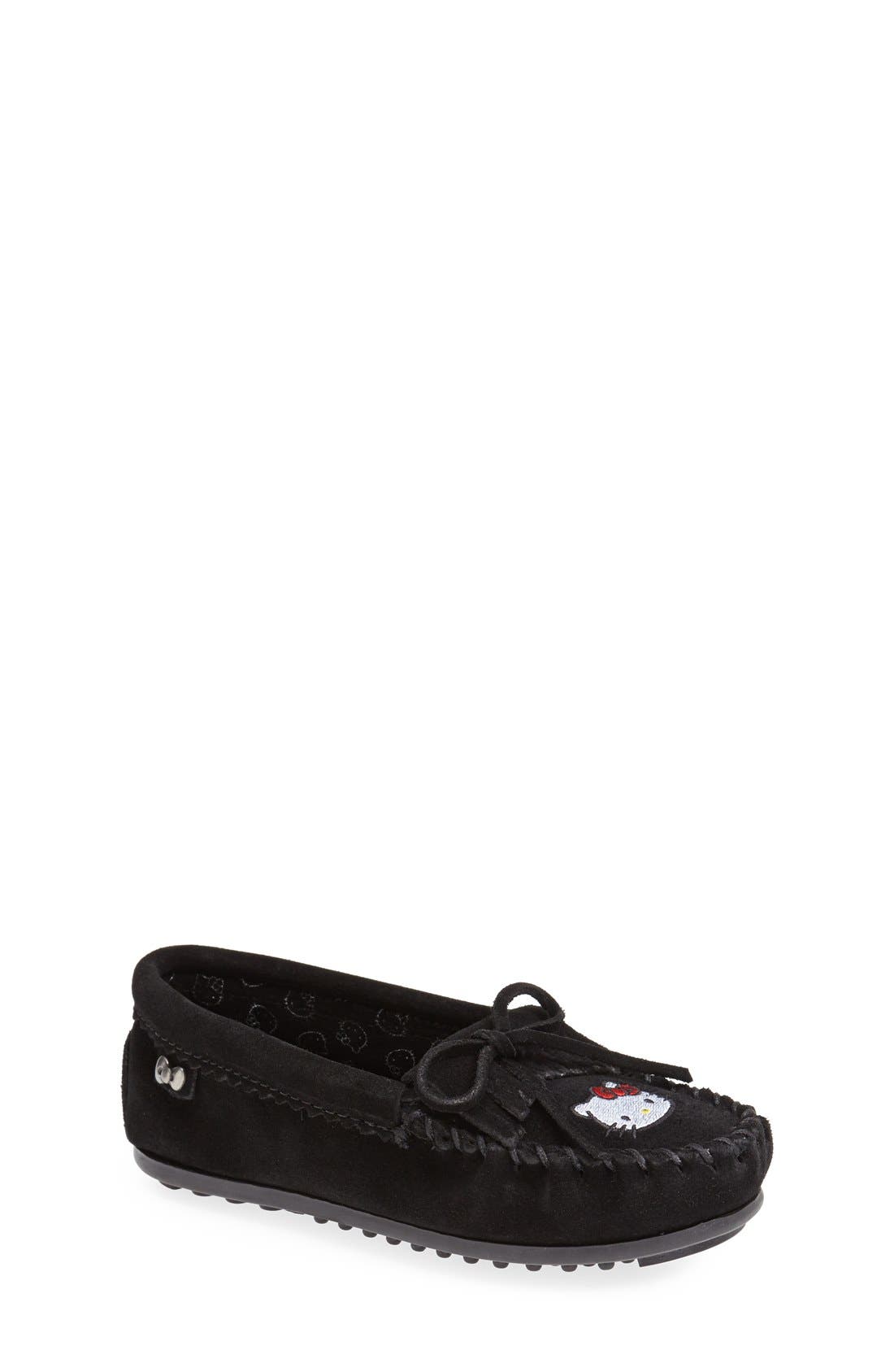 Minnetonka 'Hello Kitty<sup>®</sup> - Kilty' Moccasin, Main, color, 