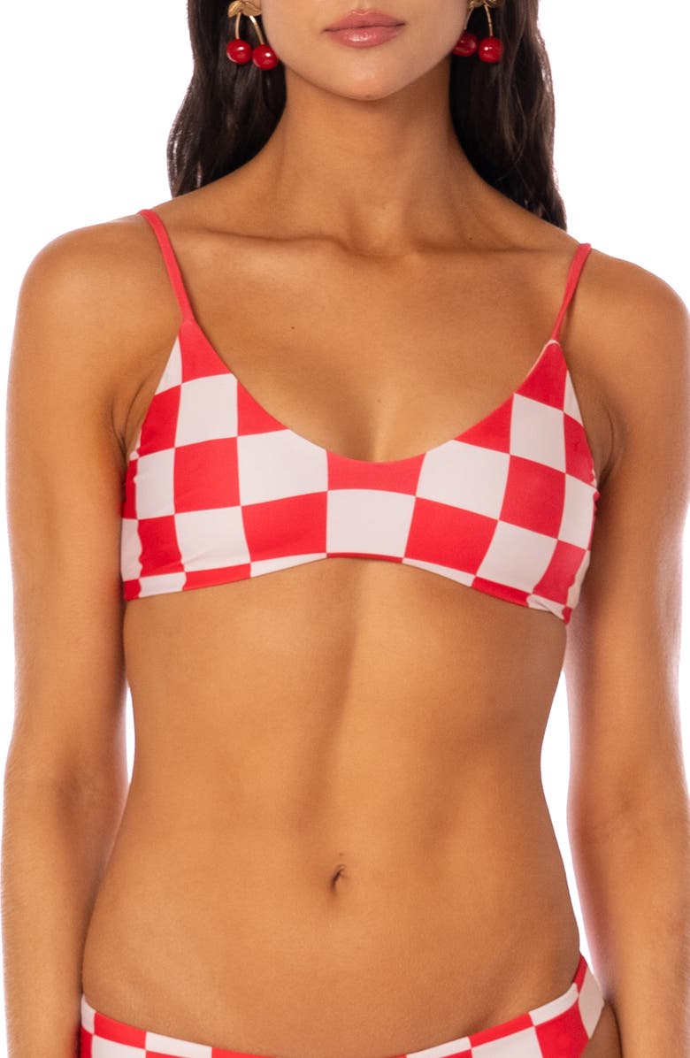 Maaji Cherry Checker Liberties Reversible Bikini Top, Main, color, White
