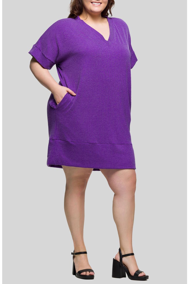 V-Neck T-Shirt Dress, Alternate, color, PURPLE