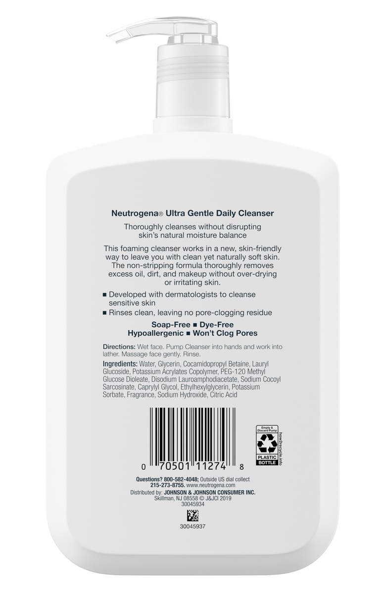 NEUTROGENA Ultra Gentle Daily Cleanser for Sensitive Skin, Alternate, color, 
