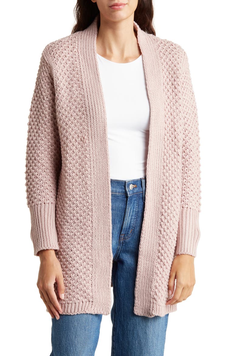 Open Front Sweater Cardigan, Main, color, PINK