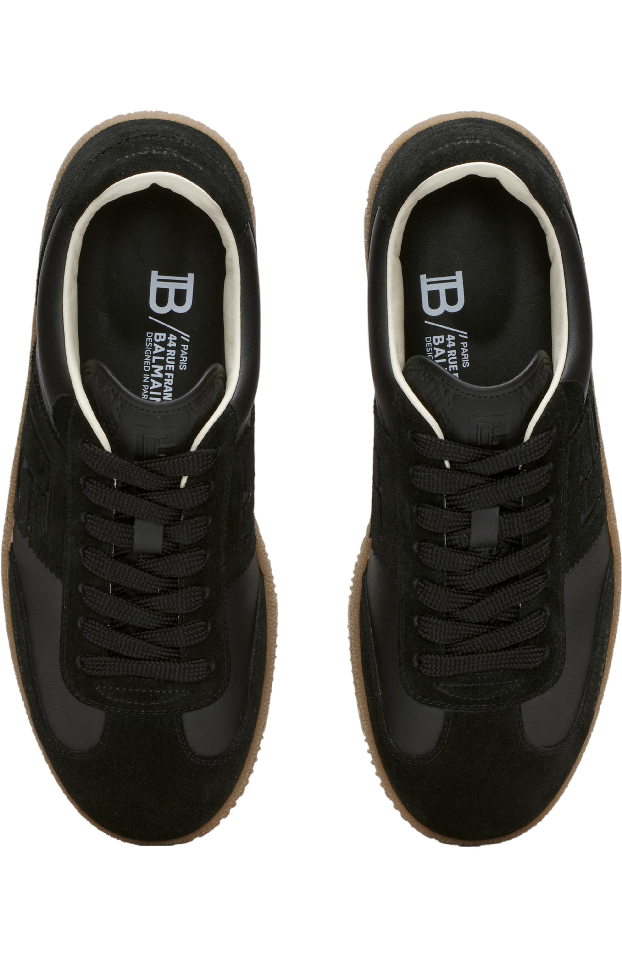 Balmain Swan trainers in smooth leather and suede, Alternate, color, Black