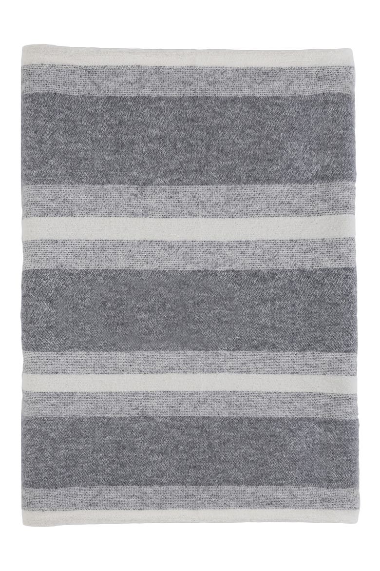 Alpine Stripe Cotton Blanket, Main, color, GREY/IVORY