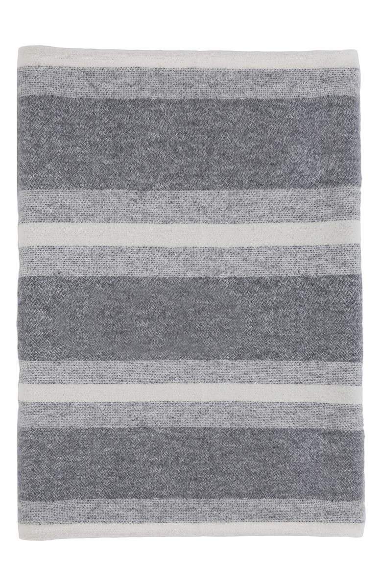 Pom Pom at Home Alpine Stripe Cotton Blanket, Main, color, Grey Tones