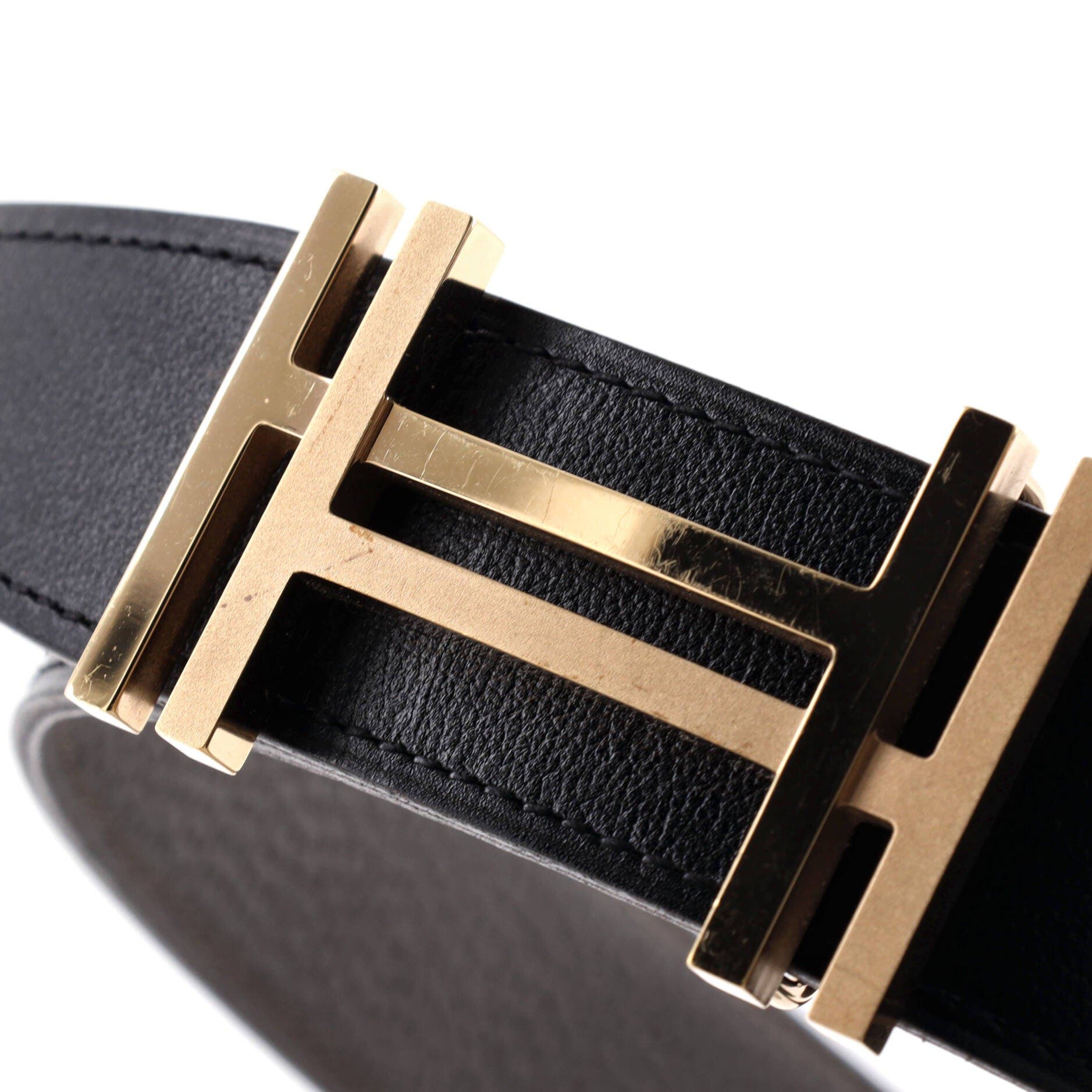 H Au Carre Reversible Belt Leather Medium, Alternate, color, Black