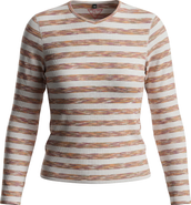 24/7 Girl Striped Long Sleeve Self-Binding V-Neck Tee