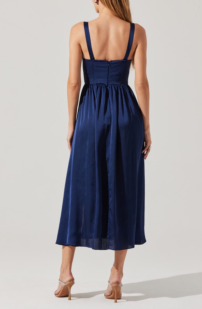 ASTR the Label Pleated Bustier Midi Dress, Alternate, color, Navy