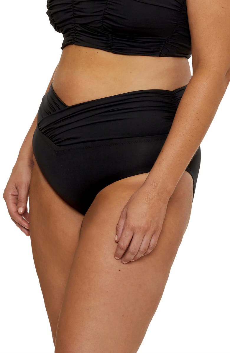 Becca Etc. Marble Canyon High Waist Bikini Bottoms, Alternate, color, Black